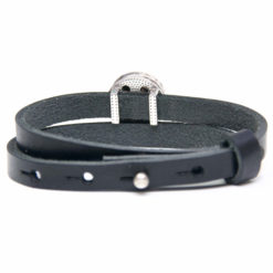 Druckknopf Lederarmband in Schwarz