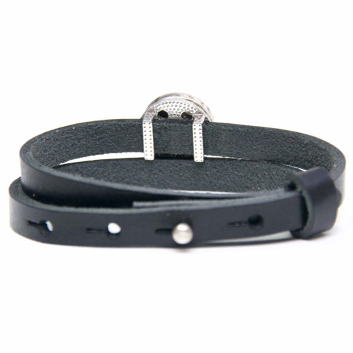 Druckknopf Lederarmband in schwarz für 16mm Druckknöpfe