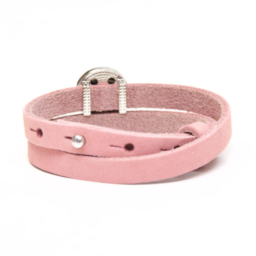 Druckknopf Lederarmband in zart rosa für 16mm Druckknöpfe