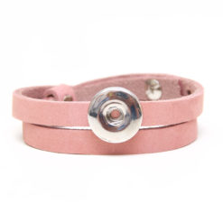 Druckknopf Lederarmband in zart rosa für 16mm Druckknöpfe