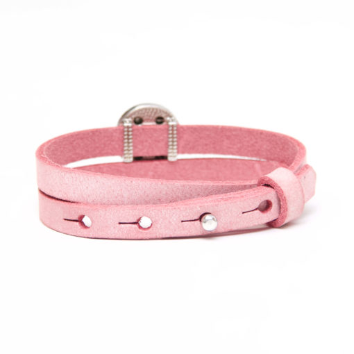 Druckknopf Lederarmband in rosa für 16mm Druckknöpfe