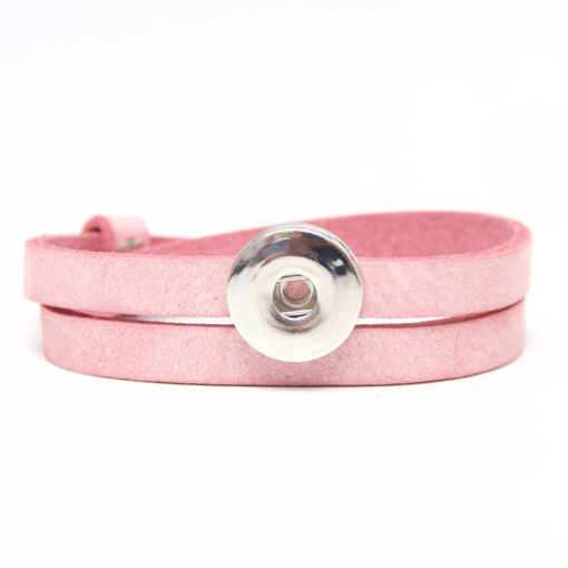 Druckknopf Lederarmband in rosa für 16mm Druckknöpfe