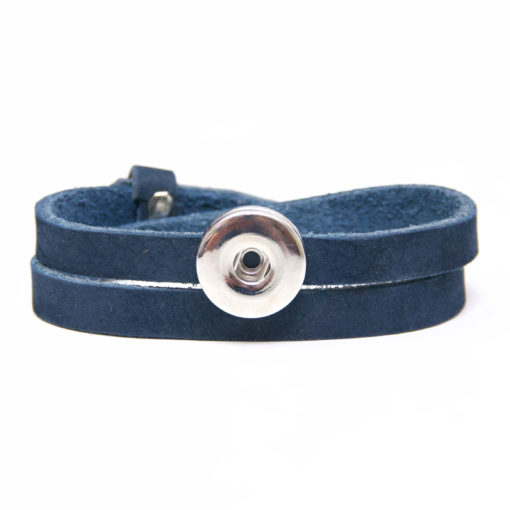 Druckknopf Lederarmband in dunkelblau für 16mm Druckknöpfe