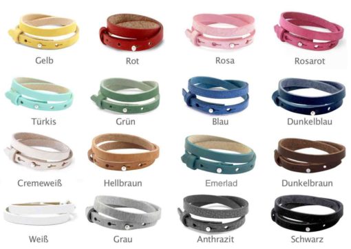Rosa Lederarmband mit zwei Foto Perlen - Farbwahl