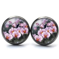 Druckknopf Ohrstecker Ohrhänger Clipse zarte rosa Orchideen