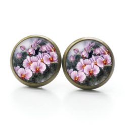 Druckknopf Ohrstecker Ohrhänger Clipse zarte rosa Orchideen