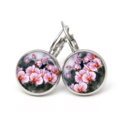 Druckknopf Ohrstecker Ohrhänger Clipse zarte rosa Orchideen