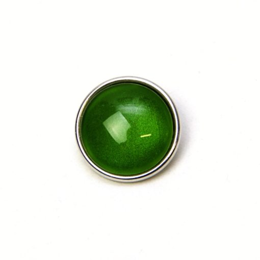 Druckknopf handbemalt grün schimmernd für Druckknopfschmuck