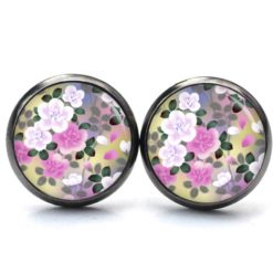 Druckknopf Ohrstecker Ohrhänger Clipse rosa Blumen Traum