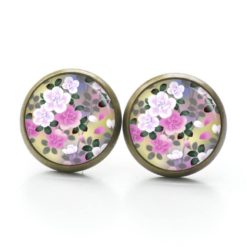 Druckknopf Ohrstecker Ohrhänger Clipse rosa Blumen Traum