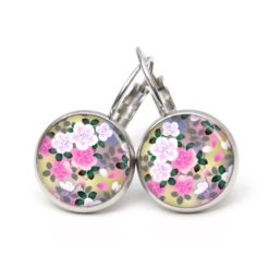 Druckknopf Ohrstecker Ohrhänger Clipse rosa Blumen Traum