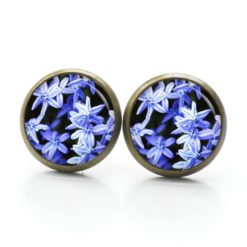 Druckknopf Ohrstecker Ohrhänger Clipse hellblaue Blumen
