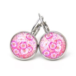 Druckknopf Ohrstecker Ohrhänger Clipse Blumen Meer in pink und rosa