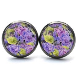 Druckknopf Ohrstecker Ohrhänger Clipse violett lila Flieder Blumen