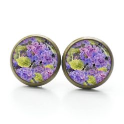 Druckknopf Ohrstecker Ohrhänger Clipse violett lila Flieder Blumen