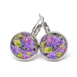 Druckknopf Ohrstecker Ohrhänger Clipse violett lila Flieder Blumen