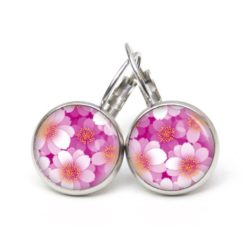 Druckknopf Ohrstecker Ohrhänger Clipse zarte rosa Blumen