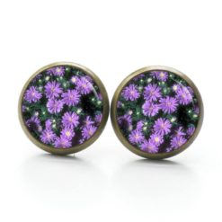 Druckknopf Ohrstecker Ohrhänger Clipse viele kleine violette Blumen