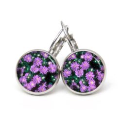 Druckknopf Ohrstecker Ohrhänger Clipse viele kleine violette Blumen