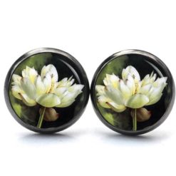 Druckknopf Ohrstecker Ohrhänger Clipse weiße Seerose