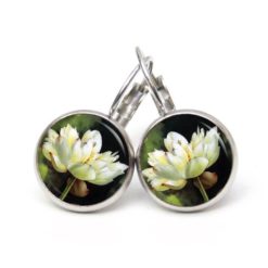 Druckknopf Ohrstecker Ohrhänger Clipse weiße Seerose