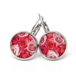 Druckknopf Ohrstecker Ohrhänger Clipse rosa Rosen Blumenstrauß