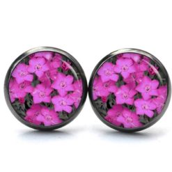 Druckknopf Ohrstecker Ohrhänger Clipse rosa Petunien Blumen