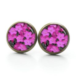 Druckknopf Ohrstecker Ohrhänger Clipse rosa Petunien Blumen