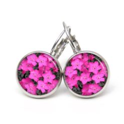 Druckknopf Ohrstecker Ohrhänger Clipse rosa Petunien Blumen