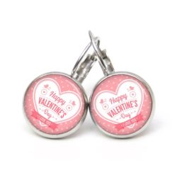 Druckknopf Ohrstecker Ohrhänger Clipse Happy Valentines Day mit Herz in rosa