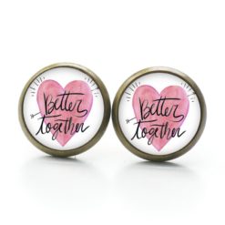 Druckknopf Ohrstecker Ohrhänger Clipse rosa Herz Better together