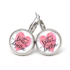 Druckknopf Ohrstecker Ohrhänger Clipse rosa Herz Better together