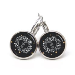 Druckknopf Ohrstecker Ohrhänger Clipse schwarz Love you Valentinstag