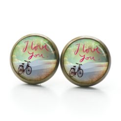 Druckknopf Ohrstecker Ohrhänger Clipse I love you Fahrrad Valentinstag Liebe für den Sport
