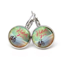 Druckknopf Ohrstecker Ohrhänger Clipse I love you Fahrrad Valentinstag Liebe für den Sport