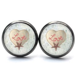 Druckknopf Ohrstecker Ohrhänger Clipse Love Herz Maritim Seestern Valentinstag