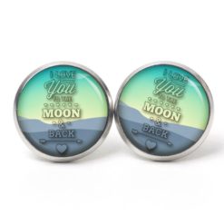 Druckknopf Ohrstecker Ohrhänger Clipse I love you to the Moon & Back Valentinstag Liebesbotschaft