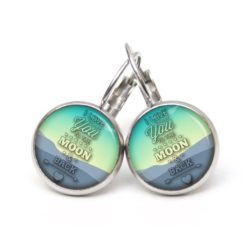 Druckknopf Ohrstecker Ohrhänger Clipse I love you to the Moon & Back Valentinstag Liebesbotschaft