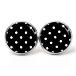 Druckknopf Ohrstecker Ohrhänger Clipse türkis mit weißen Tupfen Punkte Polka Dots