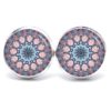 Druckknopf Ohrstecker Ohrhänger Clipse Muster Mandala Mosaik in hellblau, türkis und rosa