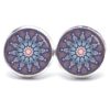 Druckknopf Ohrstecker Ohrhänger Clipse Muster Mandala Mosaik Stern in blau und rosa