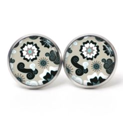 Druckknopf / Ohrstecker / Ohrhänger Vintage 60er Jahre Retro verschiedene Formen in schwarz, weiß, blau und beige