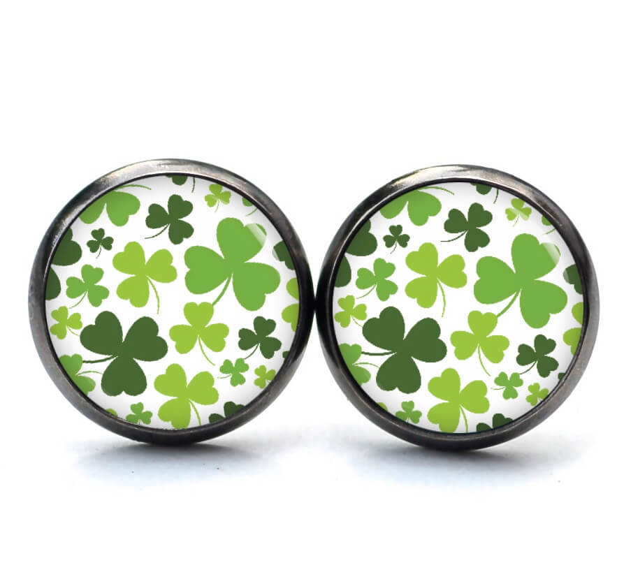 Druckknopf Ohrstecker Ohrhänger Kleeblatt Grün St Patricks Day Druckknopf Ohrstecker Ohrhänger Kleeblatt Grün St Patricks Day