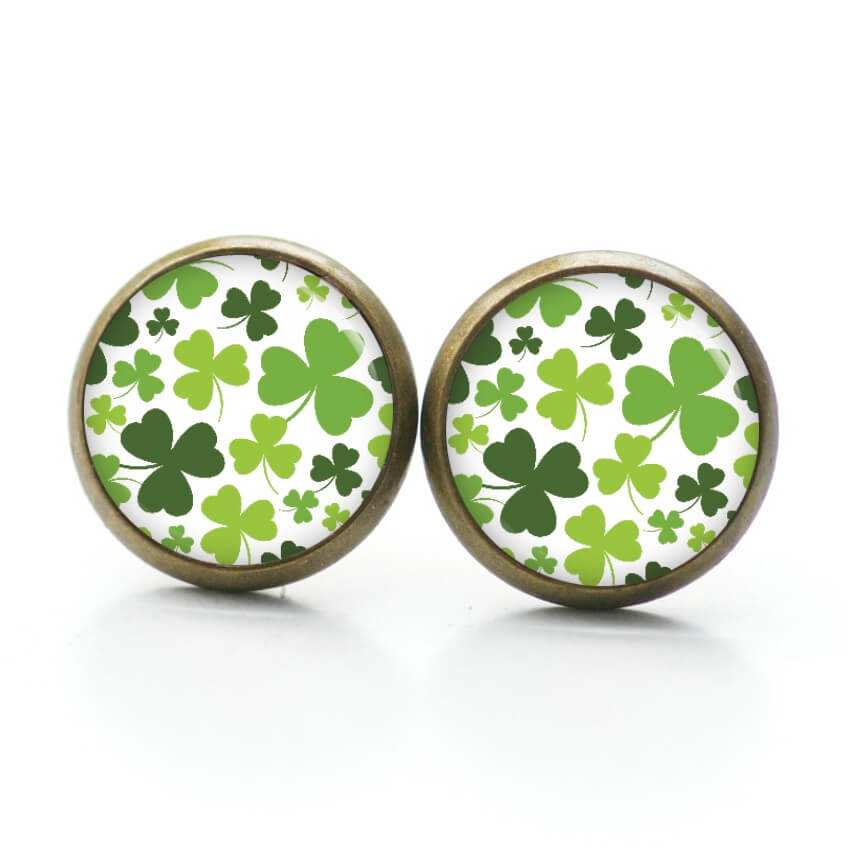 Druckknopf Ohrstecker Ohrhänger Kleeblatt Grün St Patricks Day Druckknopf Ohrstecker Ohrhänger Kleeblatt Grün St Patricks Day