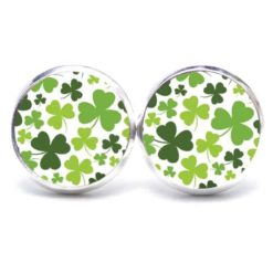 Druckknopf Ohrstecker Ohrhänger Kleeblatt Grün St Patricks Day