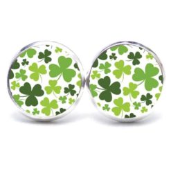 Druckknopf Ohrstecker Ohrhänger Kleeblatt Grün St Patricks Day