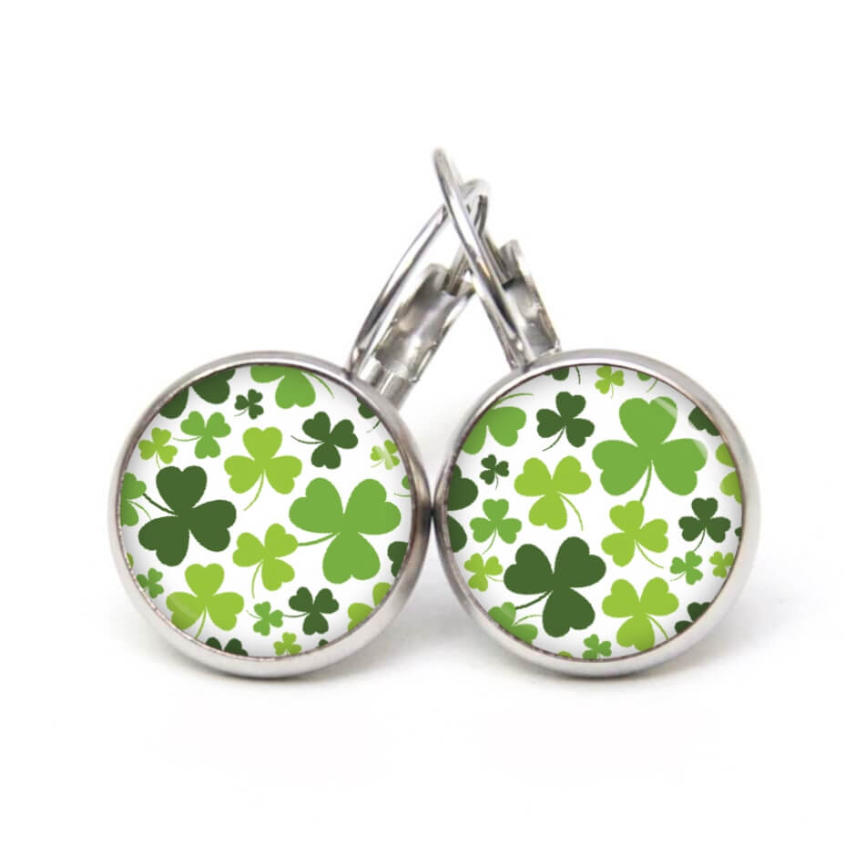 Druckknopf Ohrstecker Ohrhänger Kleeblatt Grün St Patricks Day Druckknopf Ohrstecker Ohrhänger Kleeblatt Grün St Patricks Day