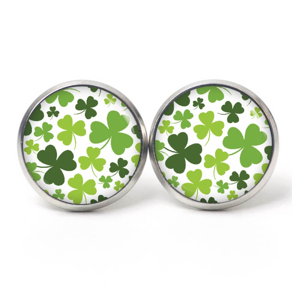 Druckknopf Ohrstecker Ohrhänger Kleeblatt Grün St Patricks Day Druckknopf Ohrstecker Ohrhänger Kleeblatt Grün St Patricks Day