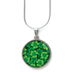 Kette – Motiv Kleeblatt Grün St Patricks Day viele Kleeblätter – Schmuck aus Edelstahl