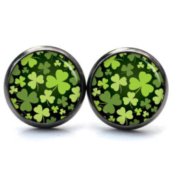 Ohrringe Kleeblatt grün schwarz